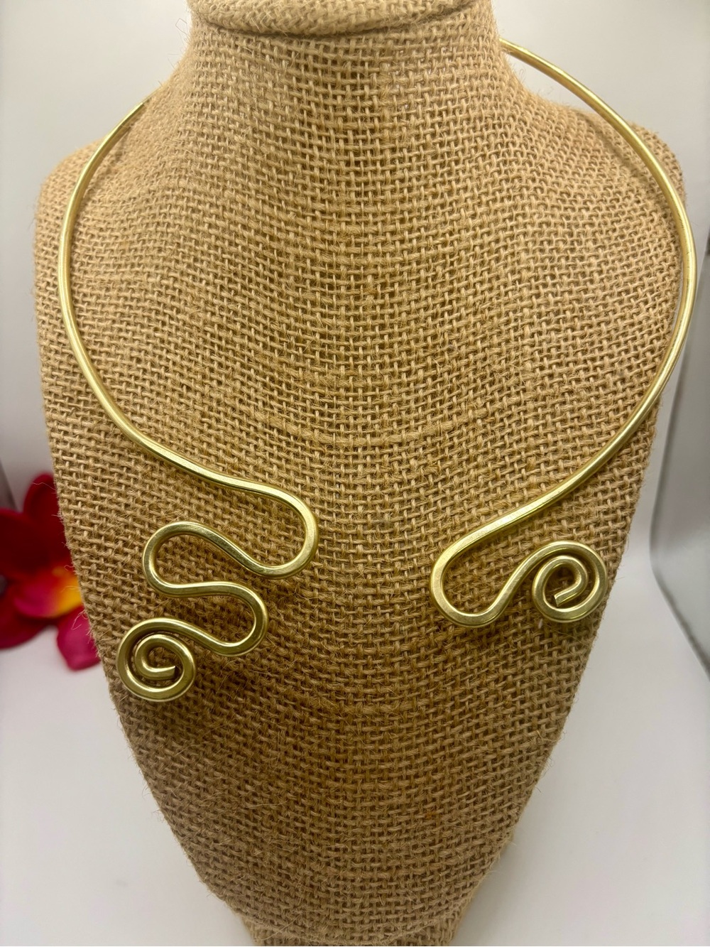 Swirl Brass Choker Necklace